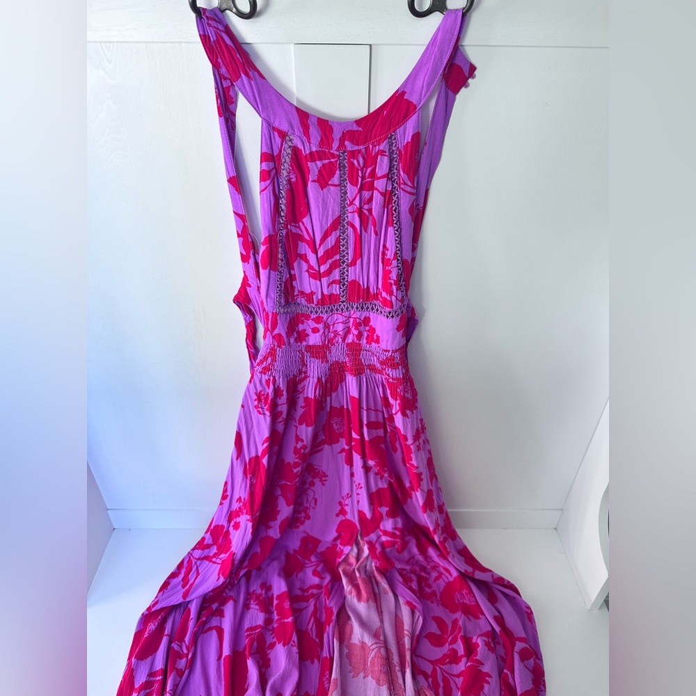 Anthropologie Able The Label Charlotte Floral Pink Maxi Dress Summer - Size M - Picture 2 of 7